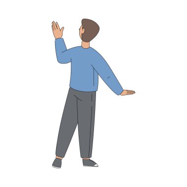 Genç Adam Çak Beşlik El Hareketi Vektörü İllüzyonu. Erkek Avuç İçi Tokat Eli Gayri resmi Selamlama veya Tebrik Hareketi