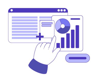 Grafik ya da Grafik Pencereli İş ve Pazarlama Vektör İllüstrasyonu. Strateji Geliştirme ve Yönetim