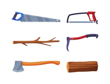 Balta, Testere ve Dal Vektörlü Tahta Kesme Ekipmanı. Ağaç Kesme Aracı veya Kereste Kesme Kavramı