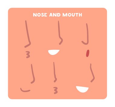 İnsan Yüzü Vektör Kümesi 'nin bir parçası olarak Burun ve Ağız. Görünüm Görünüm Elementi Görüntüsü