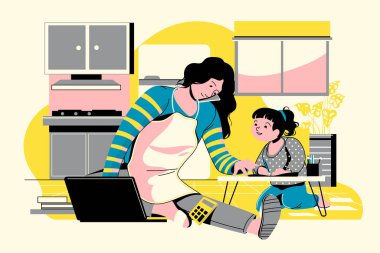 Aile ve Kariyer için birden fazla işi olan Modern Kadınlar veya Süper Anne