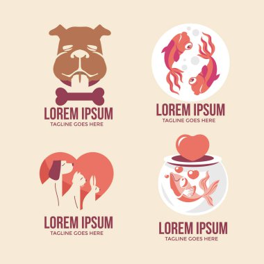 Pet Shop Logo Tasarım Şablonunun Modern Vektör Kümesi