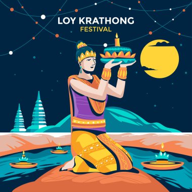 Tayland 'da Loy Krathong Festivali Pembe Lotus