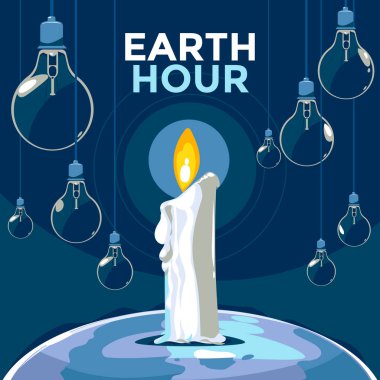 Mum ışığında Mutlu Dünya Saati Ulusal Günü konsepti