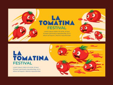 Domates Festivali Domatesli Yatay Bayrak Seti