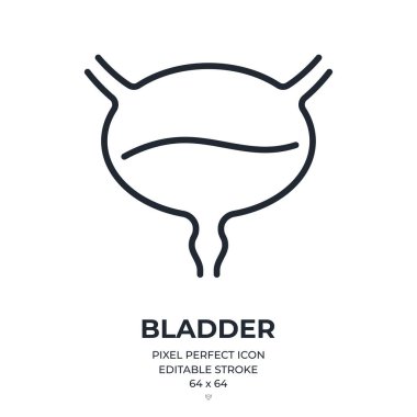 Bladder organ editable stroke outline icon isolated on white background flat vector illustration. Pixel perfect. 64 x 64. clipart