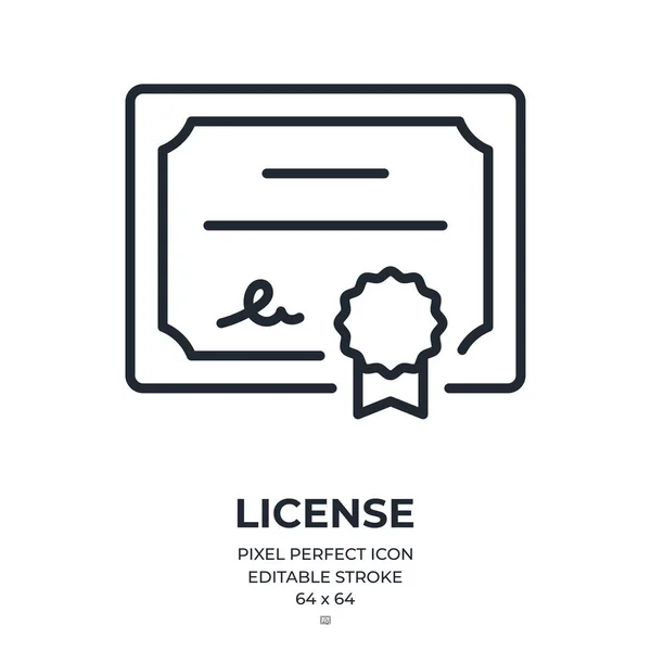License Editable Stroke Outline Icon Isolated White Background Flat Vector — Stock Vector