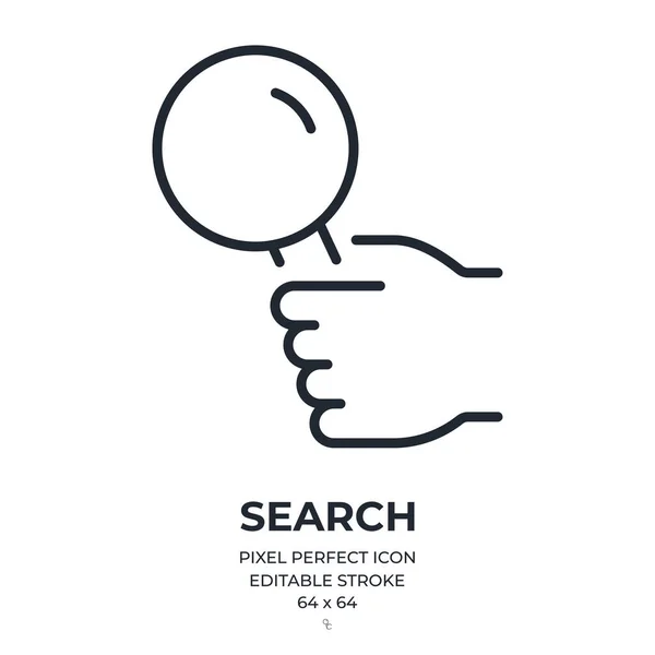 Search Analysis Concept Editable Stroke Outline Icon Isolated White Background — Stock Vector