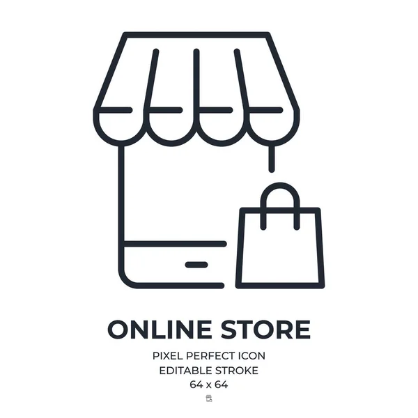 Ecommerce Online Store Editable Stroke Outline Icon Isolated White Background — Stock Vector