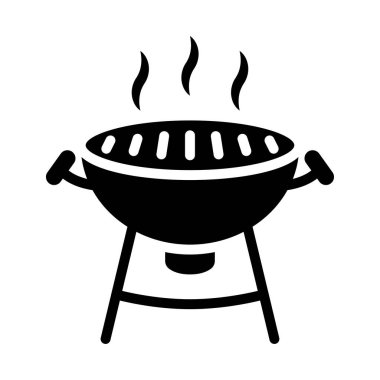 Beyaz arkaplanda izole edilmiş barbekü ve ızgara siluet resim grafiği. 