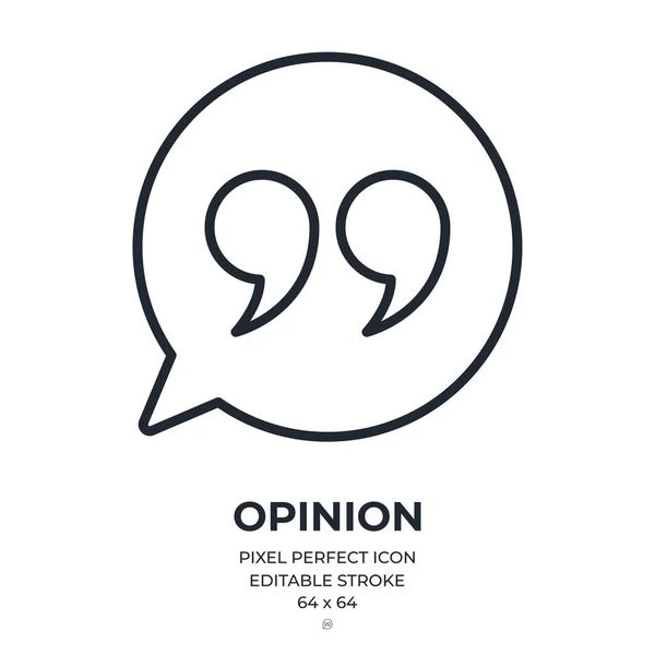 Opinion Quotation Mark Editable Stroke Outline Icon Isolated White Background — Stock Vector