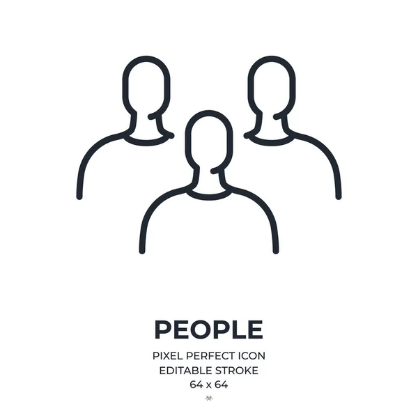 People Editable Stroke Outline Icon Isolated White Background Flat Vector — Stock Vector