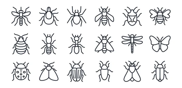 stock vector Insects and bugs editable stroke outline icon isolated on white background flat vector illustration. Pixel perfect. 64 x 64.