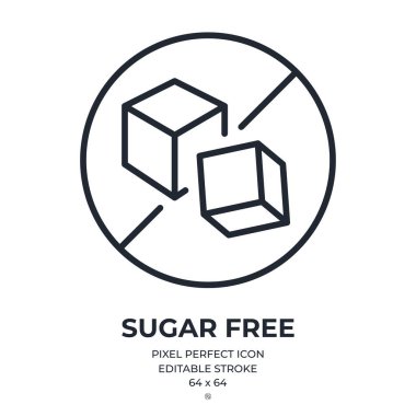 Beyaz arkaplan düz vektör illüstrasyonuna izole edilmiş şekersiz düzenlenebilir çizgi simgesi. Piksel mükemmel. 64 x 64.