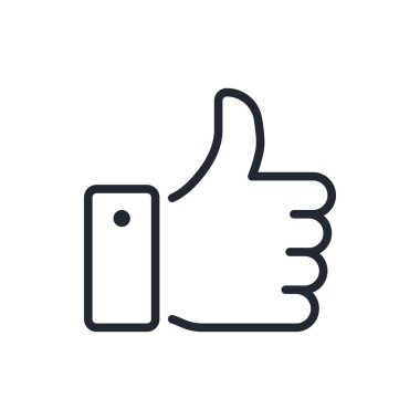 Başparmaklar yukarı ve işaretlenebilir çizgi simgesi gibi beyaz arkaplan düz vektör illüstrasyonunda izole. Piksel mükemmel. 64 x 64.