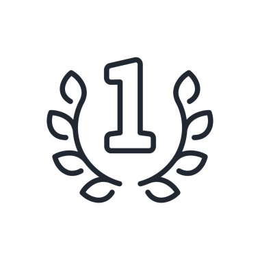 Birincilik ödülü düzenlenebilir çizgi simgesi beyaz arka plan düz vektör illüstrasyonunda izole edildi. Piksel mükemmel. 64 x 64.