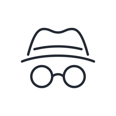 Beyaz arka plan düz vektör illüstrasyonuna izole edilmiş isimsiz ve gizli konsept düzenlenebilir çizgi simgesi. Piksel mükemmel. 64 x 64.