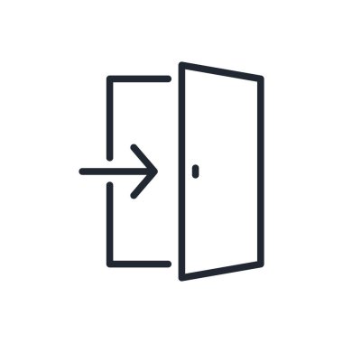 Çıkış kapısı düzenlenebilir çizgi simgesi beyaz arka plan düz vektör illüstrasyonunda izole edildi. Piksel mükemmel. 64 x 64.