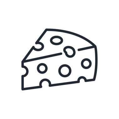 Beyaz arkaplan düz vektör illüstrasyonunda izole edilmiş peynir düzenlenebilir çizgi simgesi. Piksel mükemmel. 64 x 64.