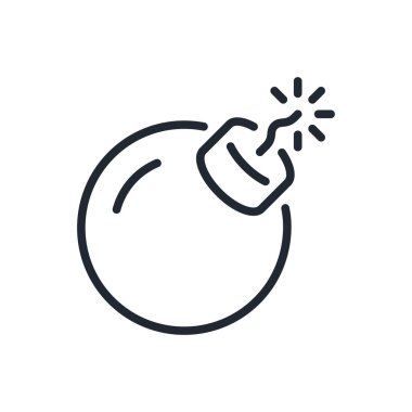 Beyaz arka plan düz vektör illüstrasyonunda izole edilmiş bomba düzenlenebilir çizgi simgesi. Piksel mükemmel. 64 x 64