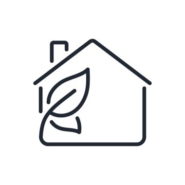 Beyaz arka plan düz vektör illüstrasyonunda eko ev düzenlenebilir çizgi simgesi izole edildi. Piksel mükemmel. 64 x 64