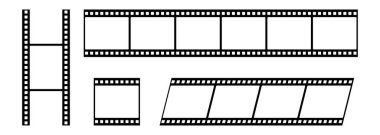 Film şeridi fotoğraf çerçevesi beyaz arkaplan vektör illüstrasyonunda izole edildi