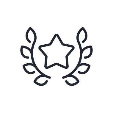 Beyaz arkaplan düz vektör illüstrasyonunda izole edilmiş defne çelengi düzenlenebilir çizgi ikonu içindeki yıldız. Piksel mükemmel. 64 x 64