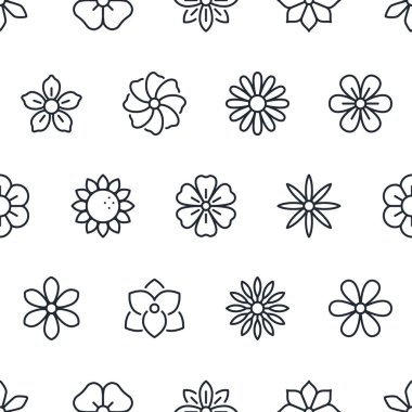 Beyaz vektör illüstrasyonunda izole edilmiş çiçek simgeleri