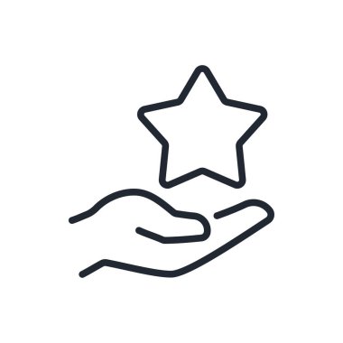 Beyaz arkaplan düz vektör illüstrasyonunda el ele tutuşan yıldız düzenlenebilir çizgi simgesi. Piksel mükemmel. 64 x 64