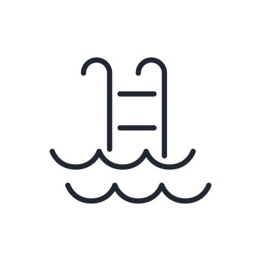 Beyaz arka plan düz vektör illüstrasyonunda izole edilmiş havuz düzenlenebilir çizgi simgesi. Piksel mükemmel. 64 x 64