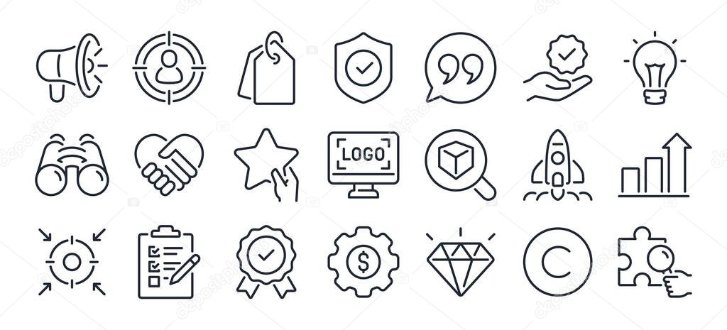 Branding and corporate identity editable stroke outline icon isolated on white background flat vector illustration. Pixel perfect. 64 x 64