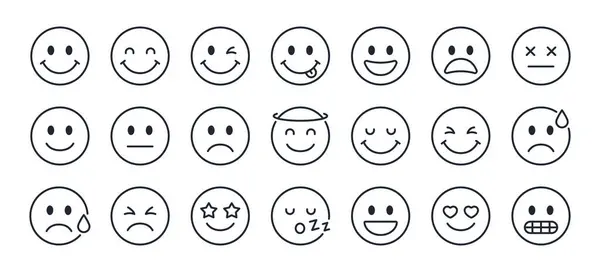 Emoji yüzü değiştirilebilir çizgi simgeleri beyaz arkaplan düz vektör illüstrasyonunda izole edildi. Piksel mükemmel. 64 x 64