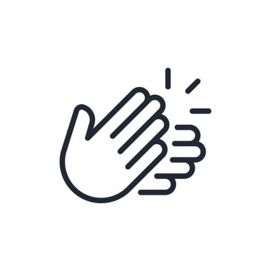 Alkışlar ve el çırpması düzenlenebilir çizgi simgesi beyaz arka plan düz vektör illüstrasyonunda izole edildi. Piksel mükemmel. 64 x 64.