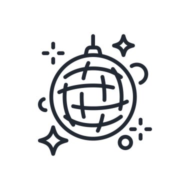 Disko topu düzenlenebilir çizgi simgesi beyaz arka plan düz vektör illüstrasyonunda izole edildi. Piksel mükemmel. 64 x 64.