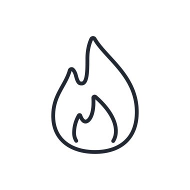 Ateş alev düzenlenebilir çizgi simgesi beyaz arka plan düz vektör illüstrasyonunda izole edildi. Piksel mükemmel. 64 x 64.