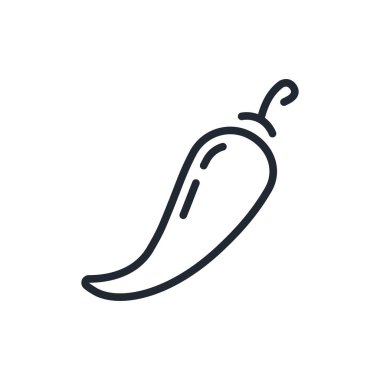 Kırmızı biberli biber biberli, düzenlenebilir, beyaz arka plan düz vektör illüstrasyonunda izole edilmiş taslak çizim simgesi. Piksel mükemmel. 64 x 64.