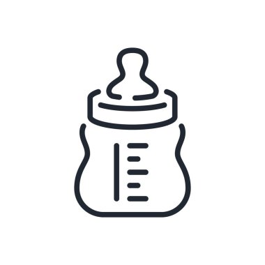 Baby milk bottle editable stroke outline icon isolated on white background flat vector illustration. Pixel perfect. 64 x 64.