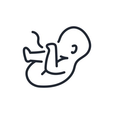 Beyaz arka plan düz vektör illüstrasyonunda bebek fetüs düzenlenebilir çizgi ikonu izole edildi. Piksel mükemmel. 64 x 64.