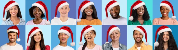 Cheerful Beautiful Multicultural Men Women Different Ages Having Christams Party — Stock Photo, Image
