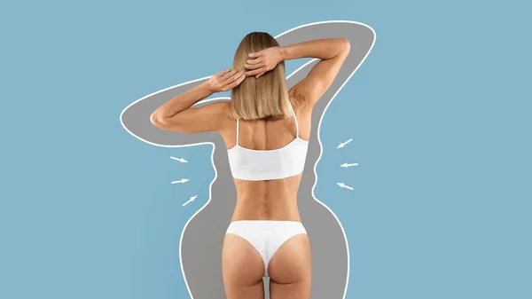 Young Female Underwear Drawn Outlines Body Demonstrating Slimming