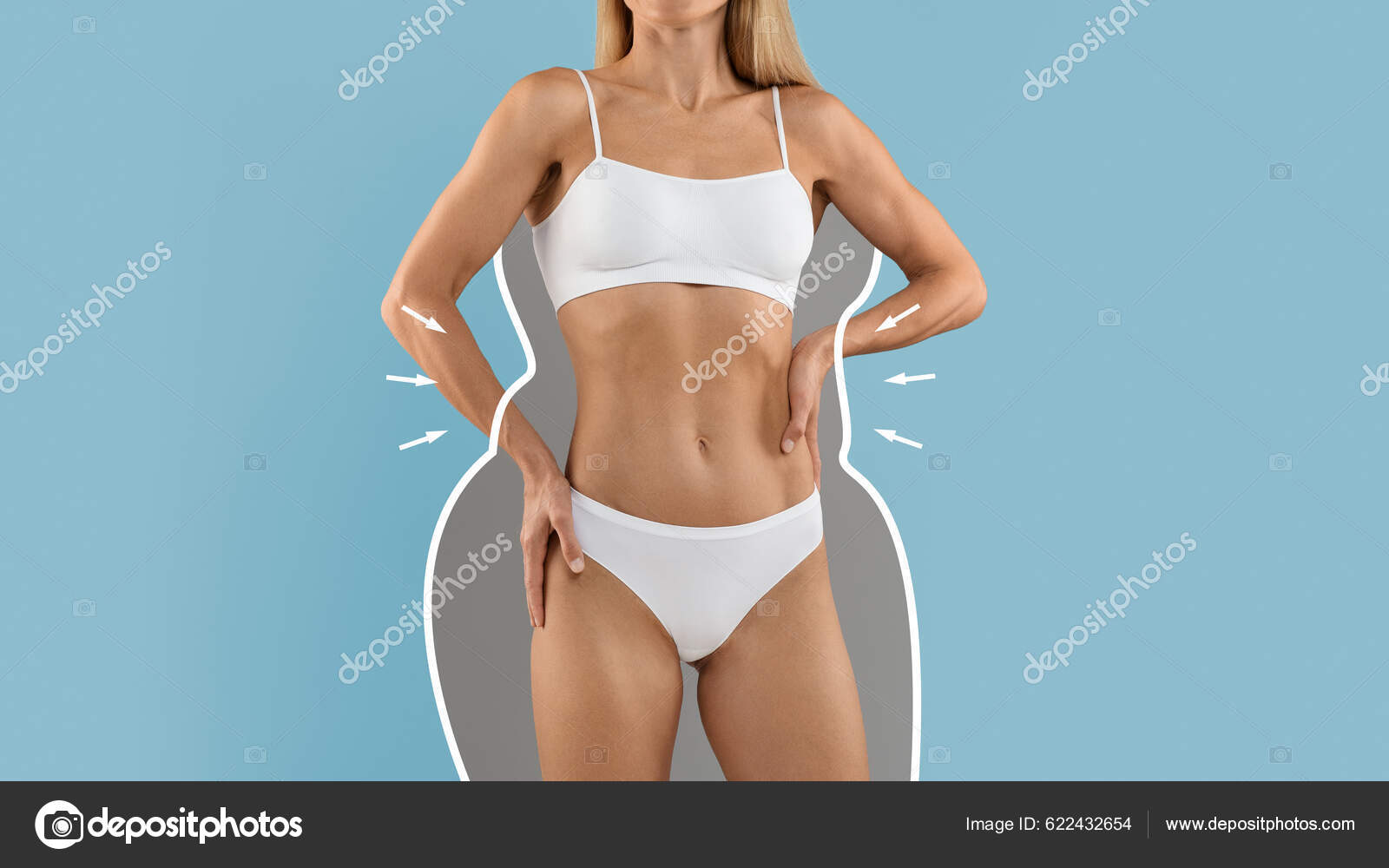 Body Sculpting Concept Slim Female Torso Drawn Outlines Creative Collage  Stock Photo by ©Milkos 622432654
