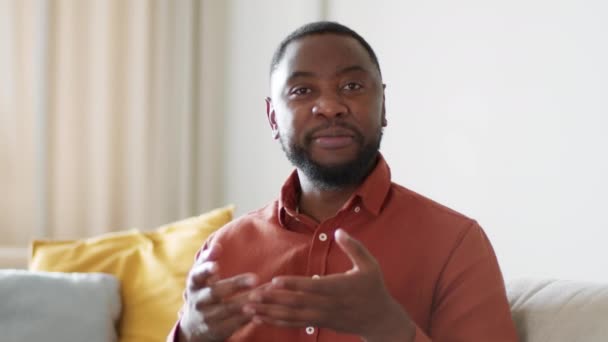 Lifestyle Videoblog Kamera Pov Porträt Eines Selbstbewussten Jungen Afrikanisch Amerikanischen — Stockvideo