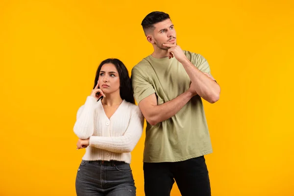 Pensive Millennial Middle Eastern Husband Wife Thinking Look Different Directions — Foto de Stock