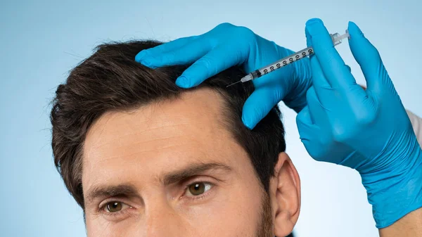 Handsome Man Receiving Injections His Head Having Mesotherapy Session Beauty — Stock Photo, Image
