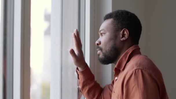 Stress Despair Concept Young Hopeless African American Man Suffering Loneliness — Stockvideo