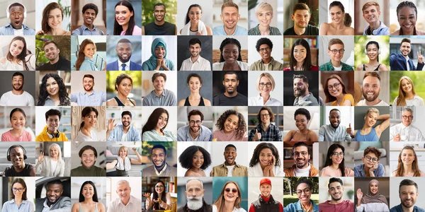 Gente Multicultural Feliz Hombres Mujeres Diferentes Edades Niños Adolescentes Sonriendo —  Fotos de Stock