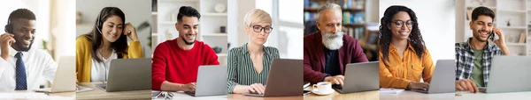 Wielokulturowi Przedsiębiorcy Twórczy Zamożni Mężczyźni Kobiety Różnym Wieku Pracujący Laptopie — Zdjęcie stockowe