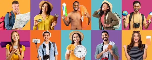 Spännande Glada Positiva Vackra Multiracial Millennials Män Och Kvinnor Att — Stockfoto
