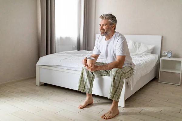 Positive Cheerful Smiling Well Rested Attractive Grey Haired Mature Man — Stock Photo, Image