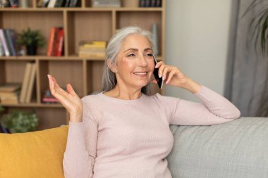 Kanepede oturan, telefon görüşmeleri yapan, oturma odasında el kol hareketi yapan güzel, beyaz, olgun bir kadın olmasına sevindim. Sohbet, iyi haberlere tepki, boş zamanlardaki dedikodu, iş, evde iş.